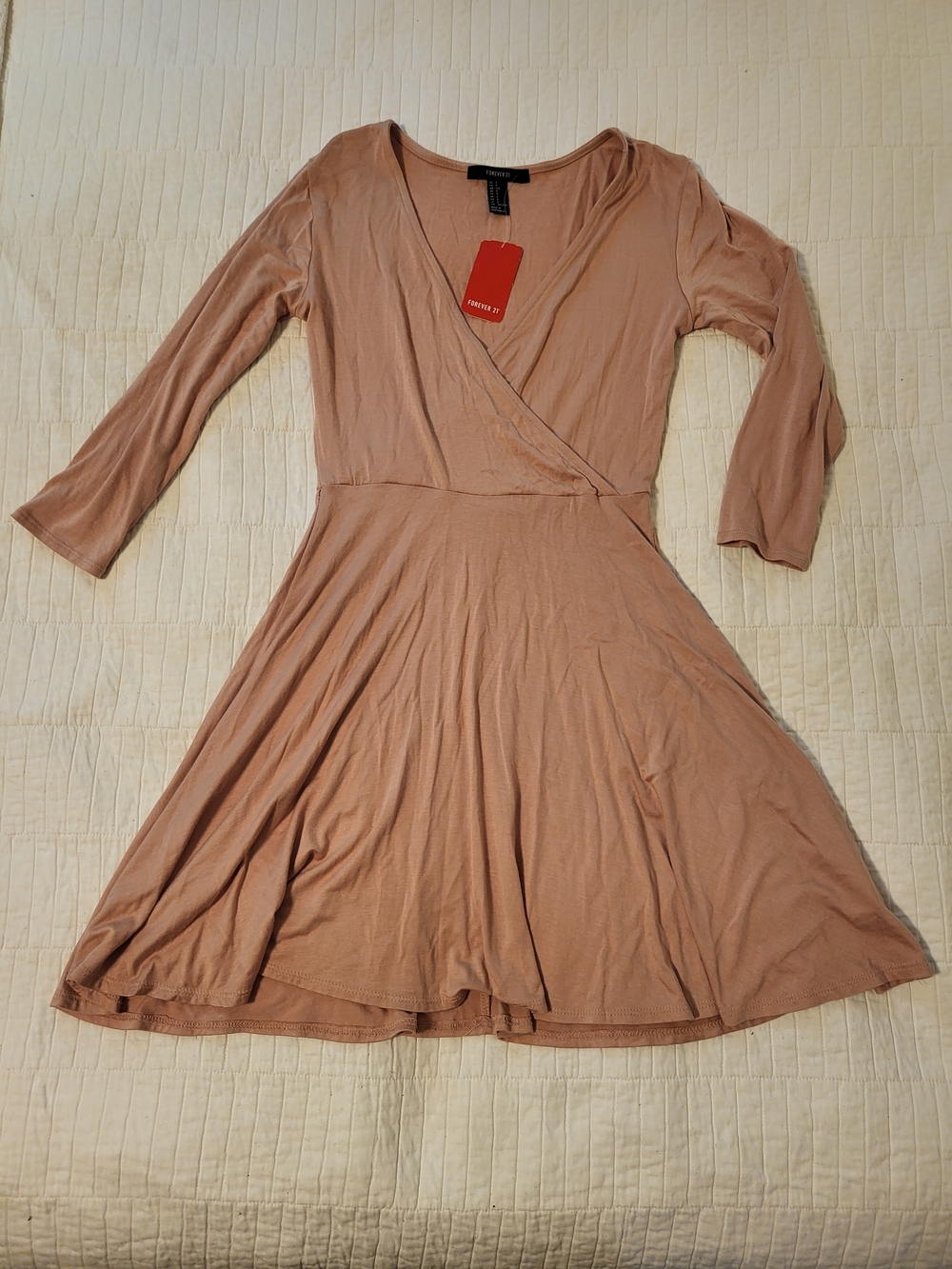 Women’s Wrap-Style Long Sleeve Dress in Blush